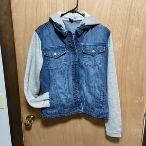 Jean jacket with sweater detail